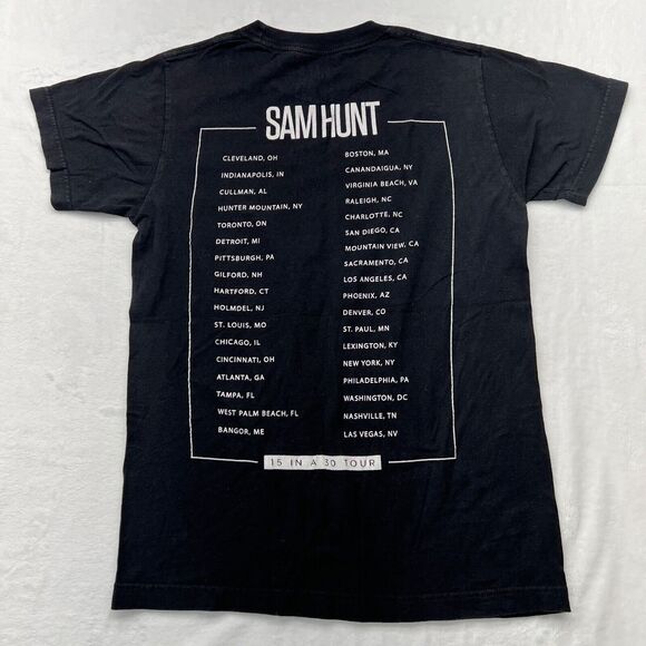 Sam Hunt 15 In A 30 Concert Tour T Shirt Black Size S - Picture 7 of 7